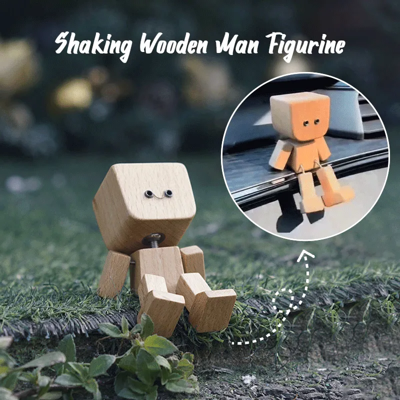 💖Handmade Charming Shaking Wooden Man Figurine with 12PCS Magnetic Expressions