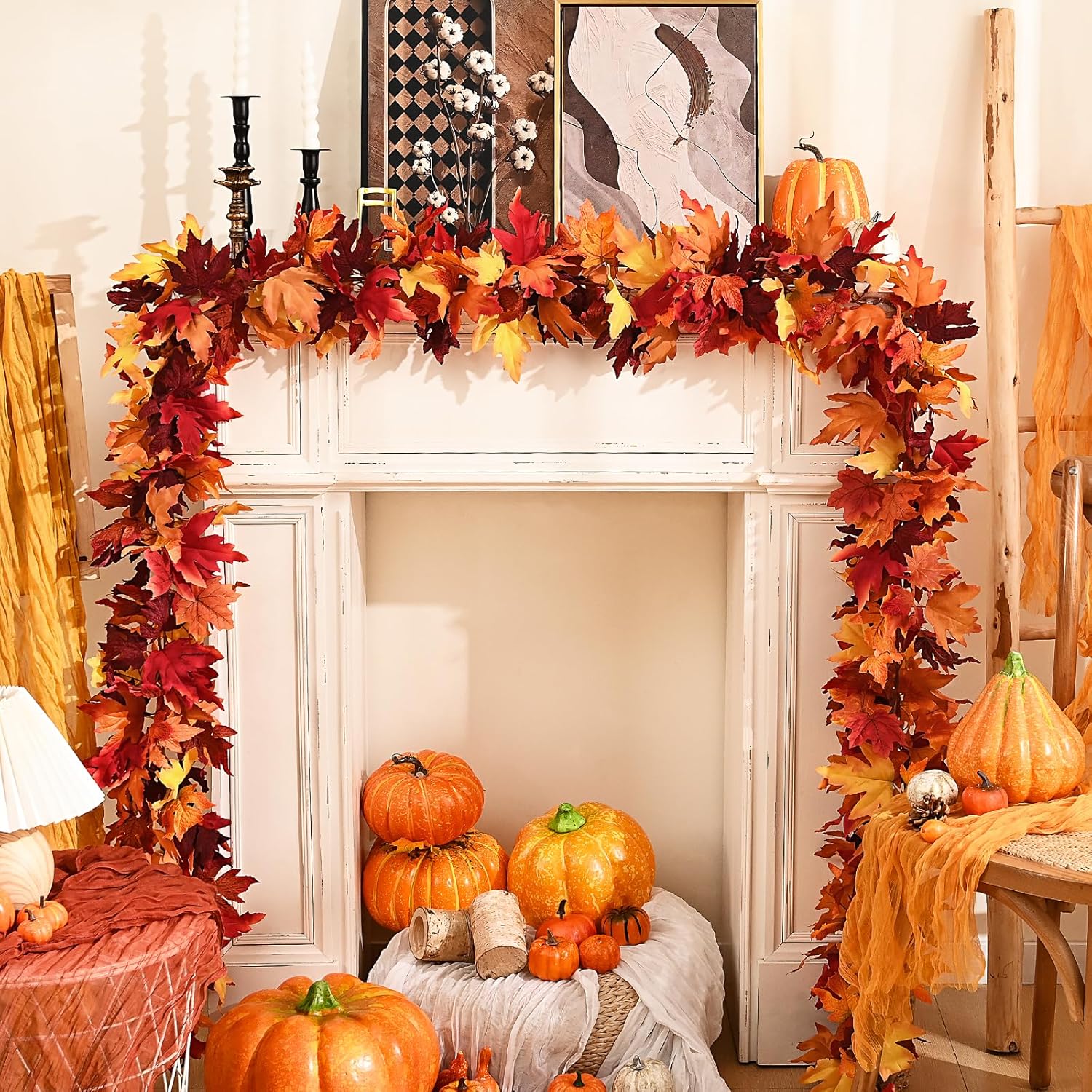 🔥Maple Vine Artificial Maple Leaf Wreath Autumn Maple Leaf Fall Decoration🍂