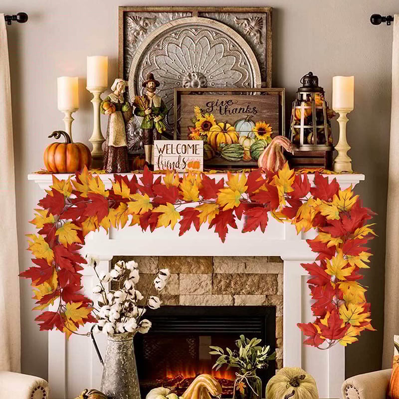 🔥Maple Vine Artificial Maple Leaf Wreath Autumn Maple Leaf Fall Decoration🍂