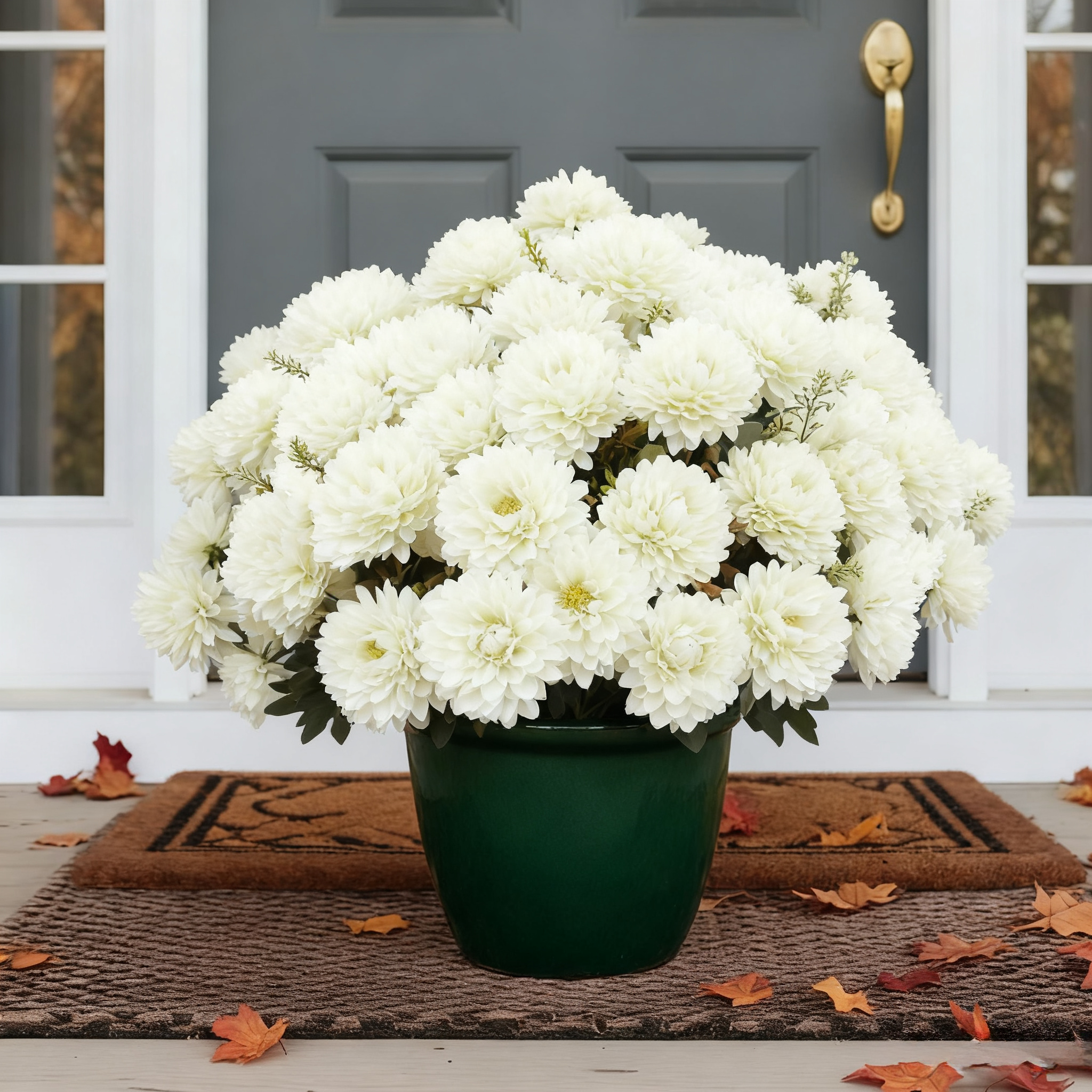 💥 Last Day Each Only $3.98🌼- Artificial Outdoor Sunset Mums Flowers - UV resistant, Waterproof, Windproof
