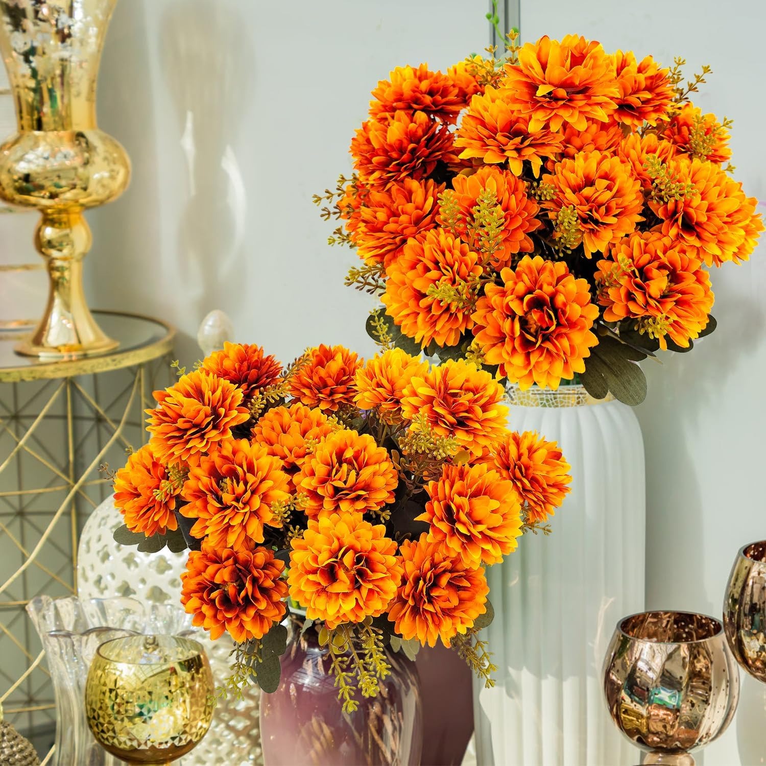 🔥$9.98 On Sale Today Only🌼- Artificial Outdoor Sunset Mums Flowers