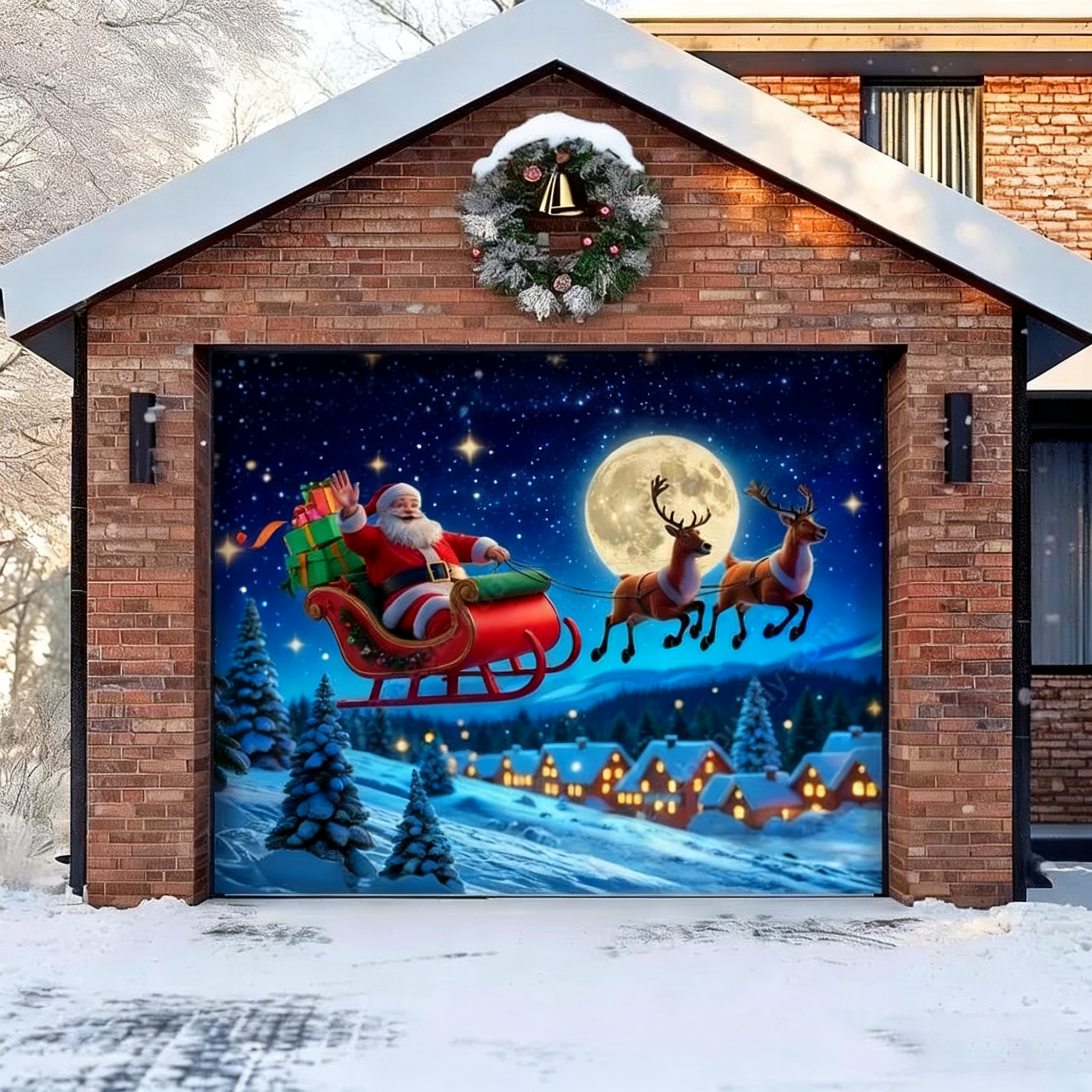 Santa’s Flight | Christmas Garage Door Cover