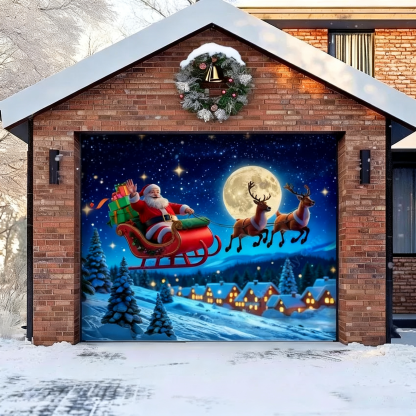 Santa’s Flight | Christmas Garage Door Cover