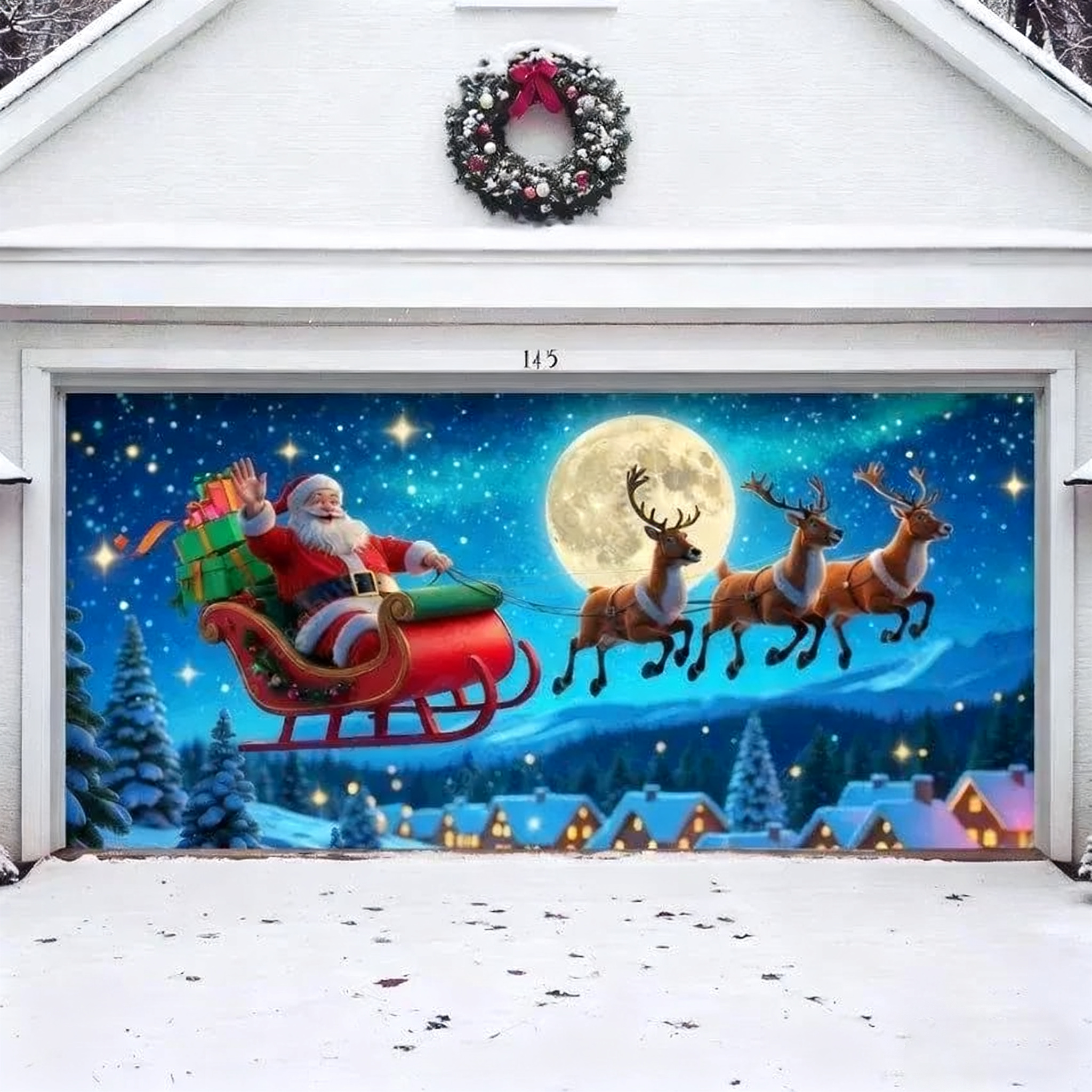 Santa’s Flight | Christmas Garage Door Cover