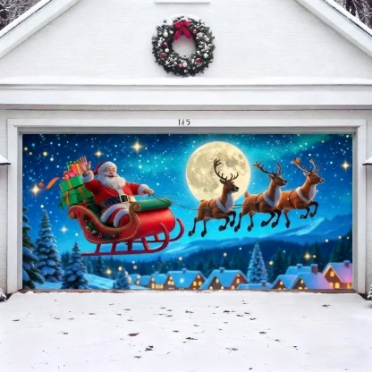 Santa’s Flight | Christmas Garage Door Cover