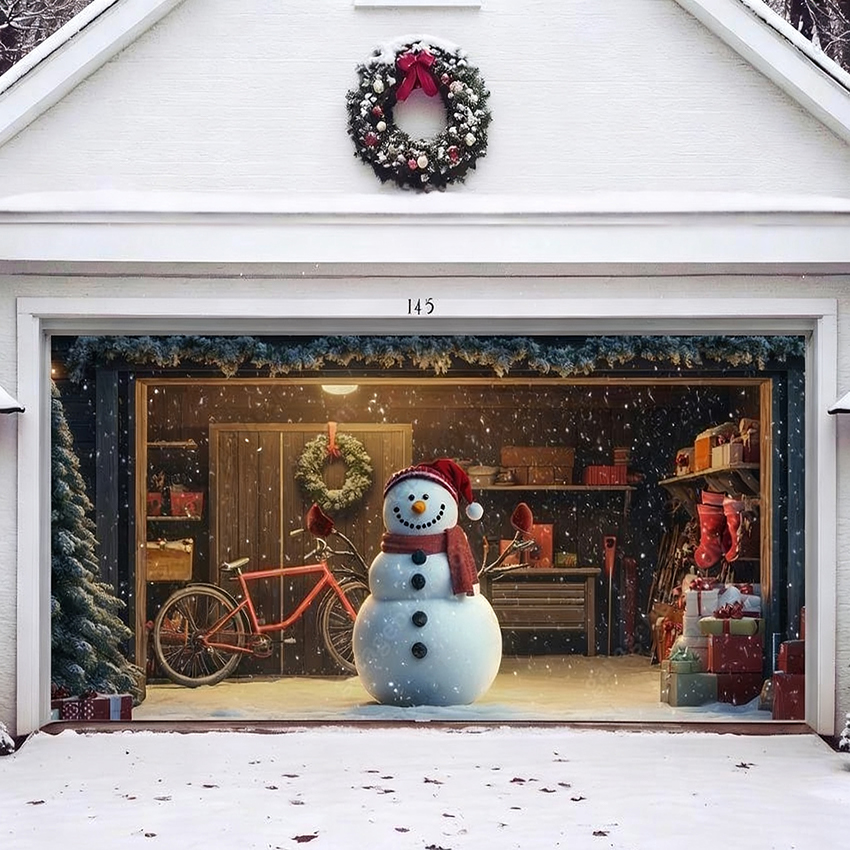 Snowy The Snowman | Christmas Garage Door Cover