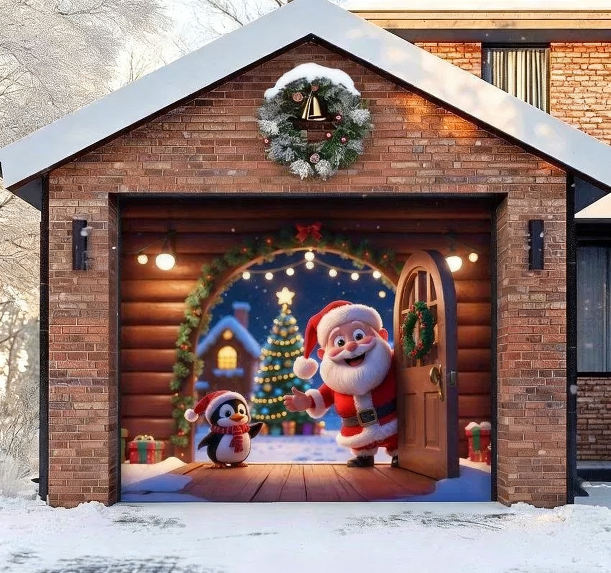 Santa’s Cabin | Christmas Garage Door Cover