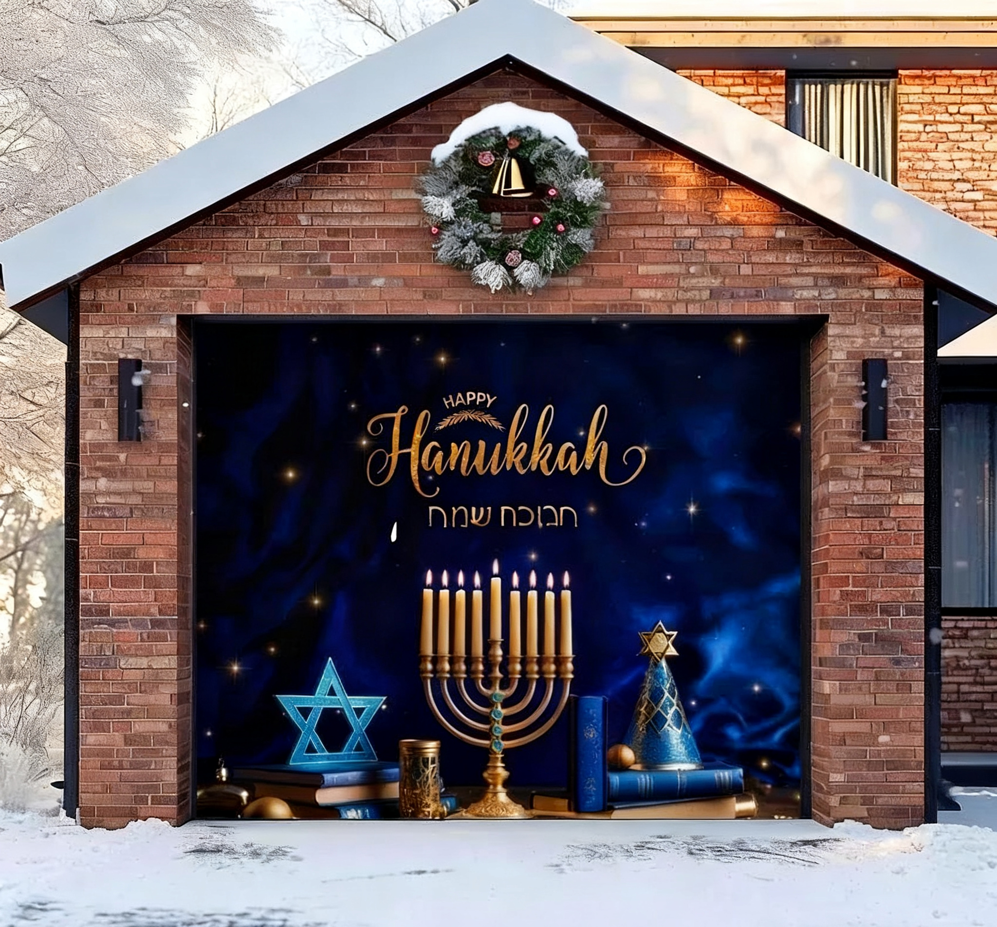Happy Hanukkah | Christmas Garage Door Cover