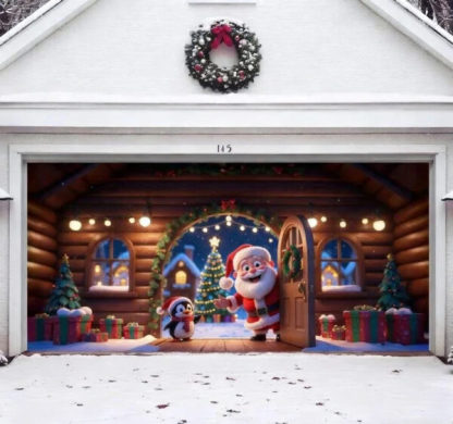 Santa’s Cabin | Christmas Garage Door Cover