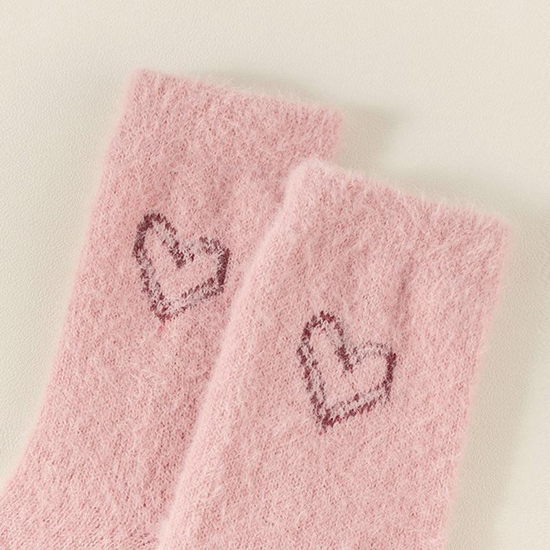 KatchMe Gift: Lovely Heart-Shaped Smooth Fluffy Mid-Calf Socks, 1 Pair Cozy Winter Fuzzy Socks