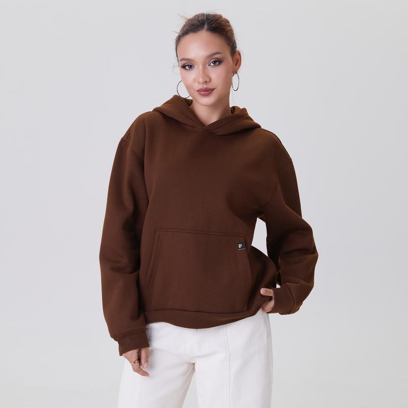 KatchMe Women's Versatile Solid Color Kangaroo Pocket Long Sleeve Soft Hoodie, Fall & Winter Cozy Hoodies for Daily Wear, Lady Comfort Outfit (2)