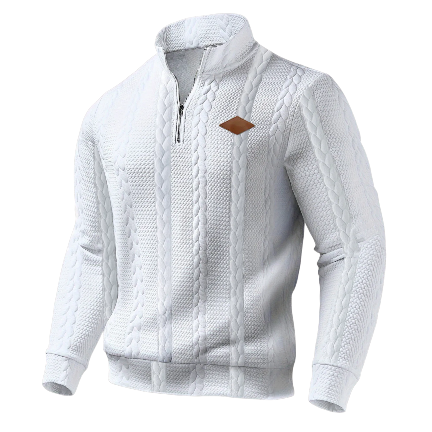 Textured Half-Zip Stand Collar Sweatshirt