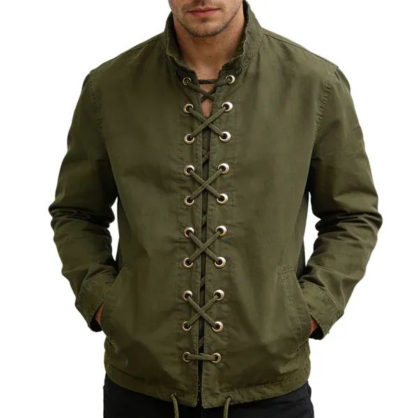 Men's Retro Casual Pure Cotton Stand Collar Jacket
