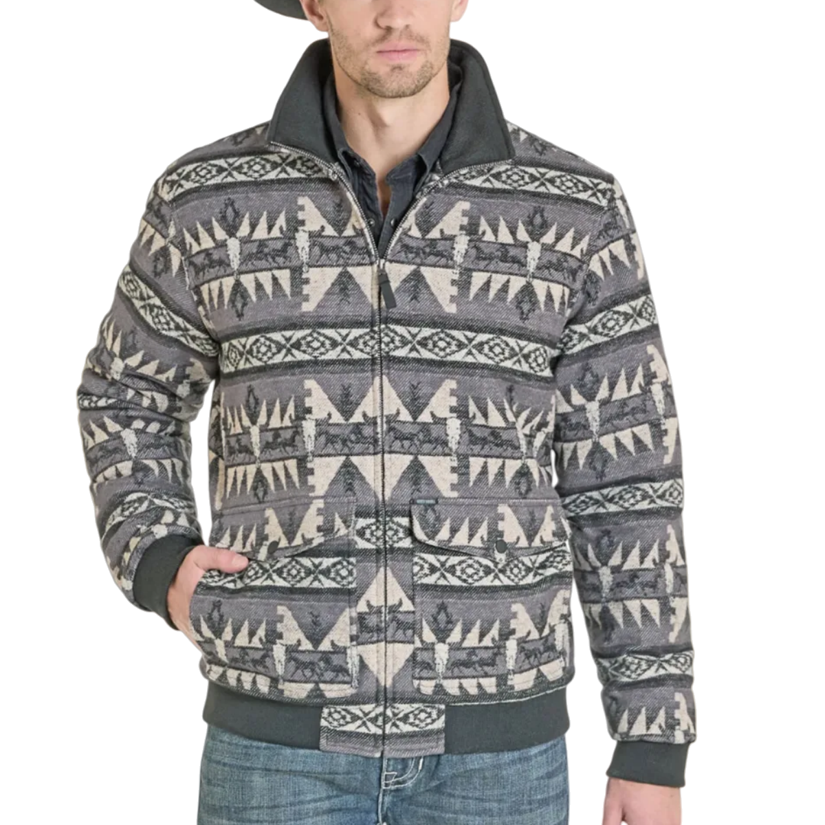 Aztec Horse Bomber Sweatshirt Jacket