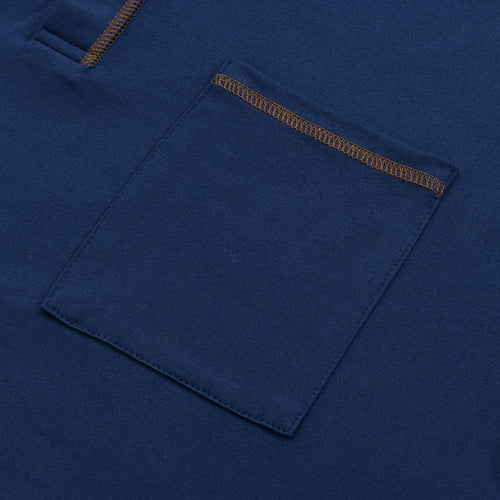 Men's Casual Colorblock Henley Collar Cotton Short Sleeve T-Shirt