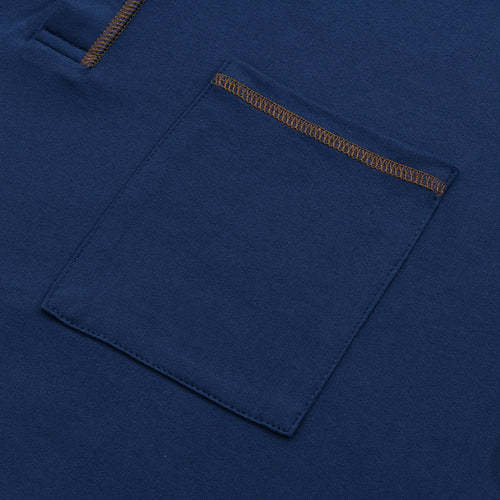 Men's Casual Colorblock Henley Collar Cotton Short Sleeve T-Shirt