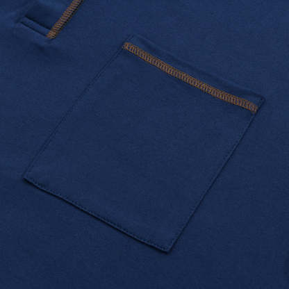 Men's Casual Colorblock Henley Collar Cotton Short Sleeve T-Shirt