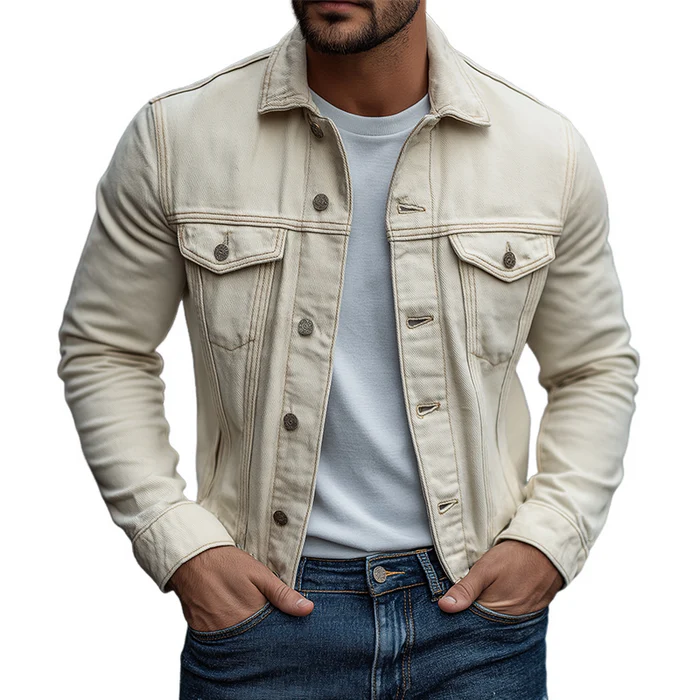 Men's Retro Casual Cotton Collar Button Jacket