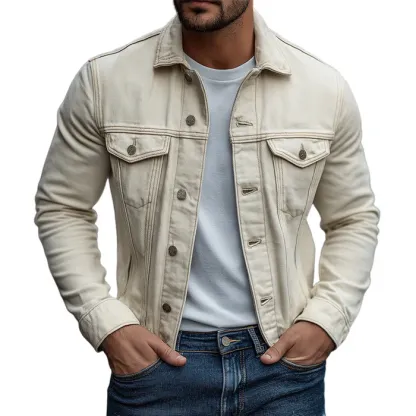 Men's Retro Casual Cotton Collar Button Jacket
