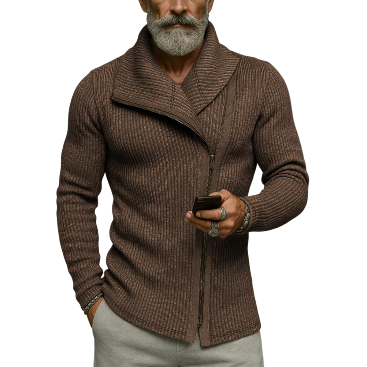 Trendy Slant Placket Knit Cardigan