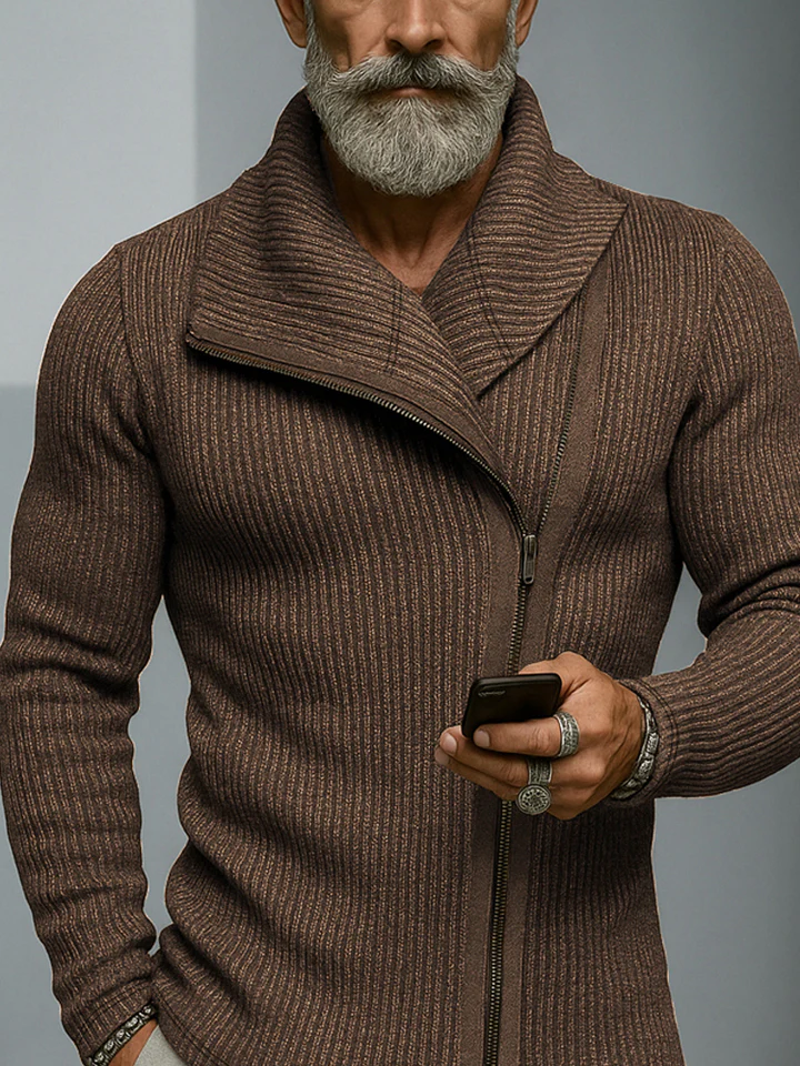 Trendy Slant Placket Knit Cardigan