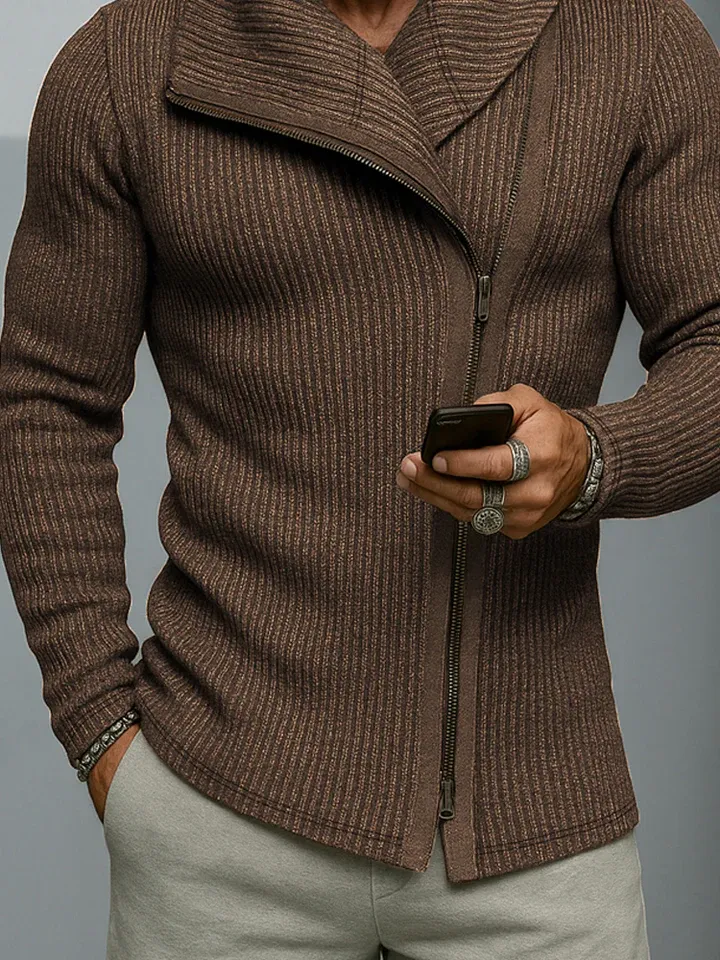 Trendy Slant Placket Knit Cardigan