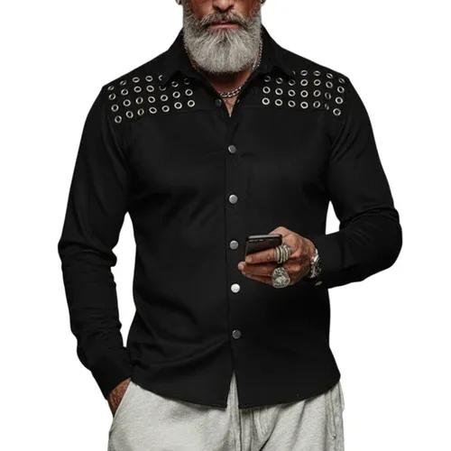 Men's Personalized And Stylish Faux Suede Long-sleeved Shirt