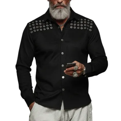 Men's Personalized And Stylish Faux Suede Long-sleeved Shirt