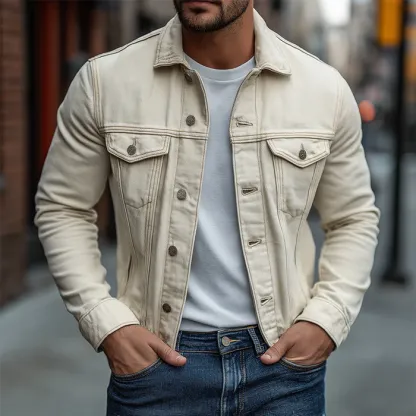 Men's Retro Casual Cotton Collar Button Jacket