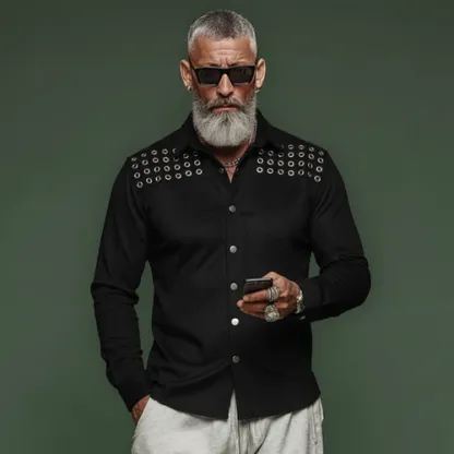 Men's Personalized And Stylish Faux Suede Long-sleeved Shirt