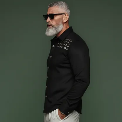 Men's Personalized And Stylish Faux Suede Long-sleeved Shirt