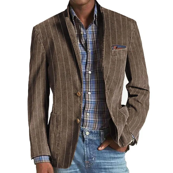 Men's Vintage Striped Lapel Single-Breasted Blazer