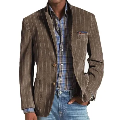 Men's Vintage Striped Lapel Single-Breasted Blazer