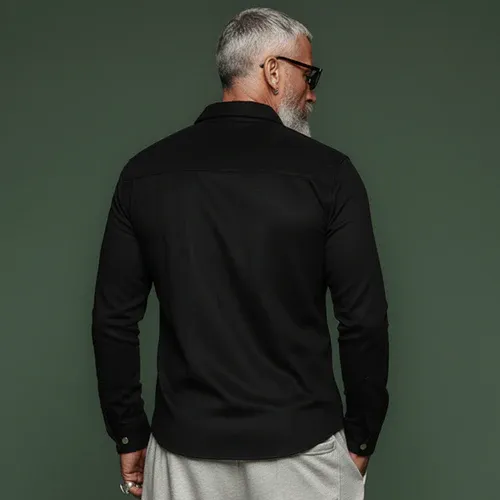 Men's Personalized And Stylish Faux Suede Long-sleeved Shirt