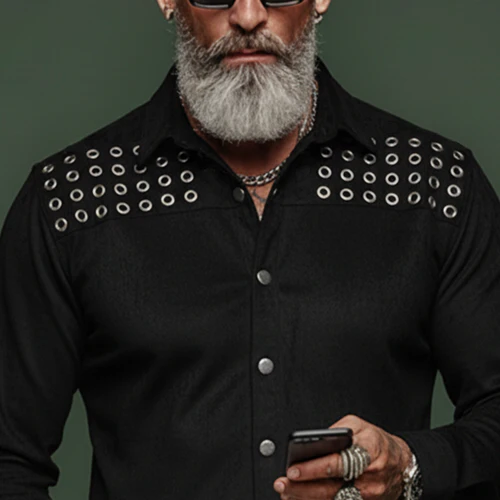 Men's Personalized And Stylish Faux Suede Long-sleeved Shirt