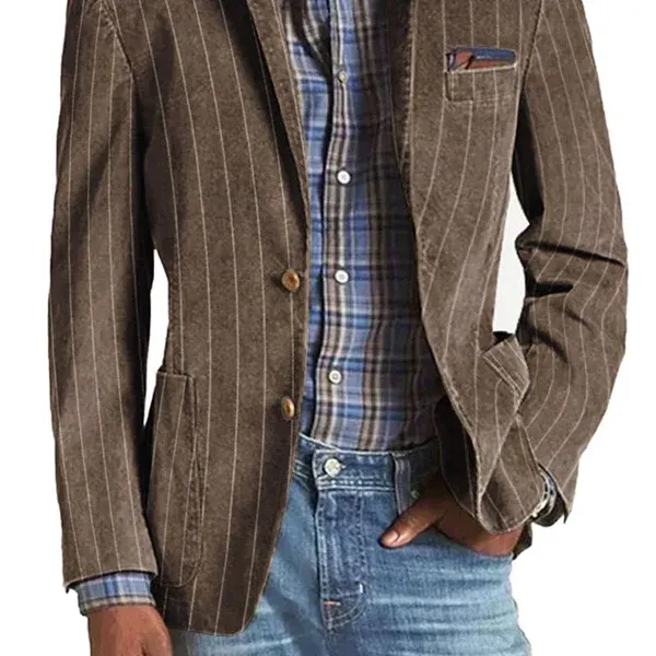Men's Vintage Striped Lapel Single-Breasted Blazer