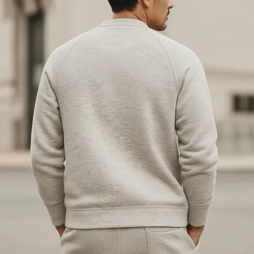 Men's Urban Casual Three-button Henley Neck Solid Color Sweatshirt