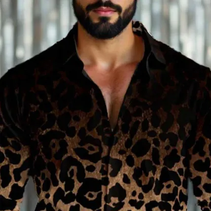 Men's Leopard Gradient Print Long Sleeve Shirt
