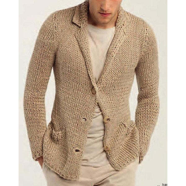 Men's Retro Casual Solid Color Lapel Pocket Cardigan