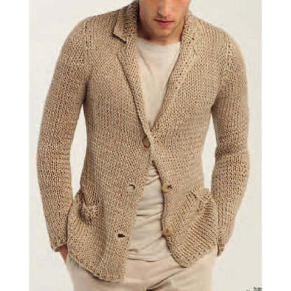 Men's Retro Casual Solid Color Lapel Pocket Cardigan