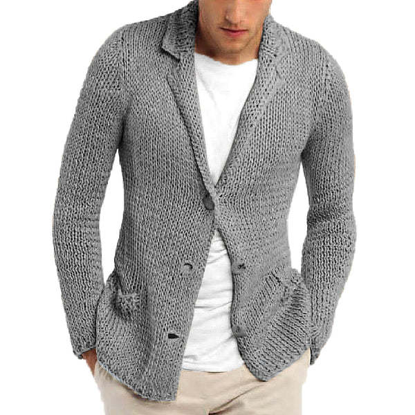 Men's Retro Casual Solid Color Lapel Pocket Cardigan