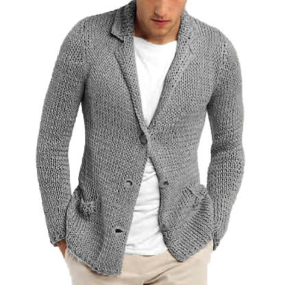 Men's Retro Casual Solid Color Lapel Pocket Cardigan