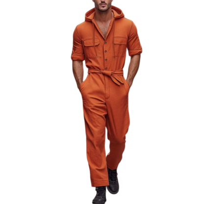 Workwear Inspired Cotton Hooded Jumpsuit
