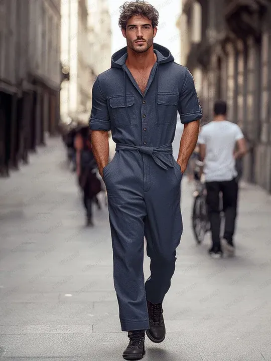 Workwear Inspired Cotton Hooded Jumpsuit