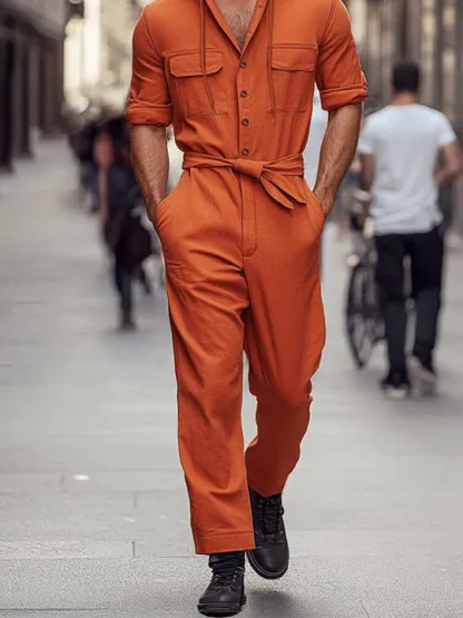 Workwear Inspired Cotton Hooded Jumpsuit