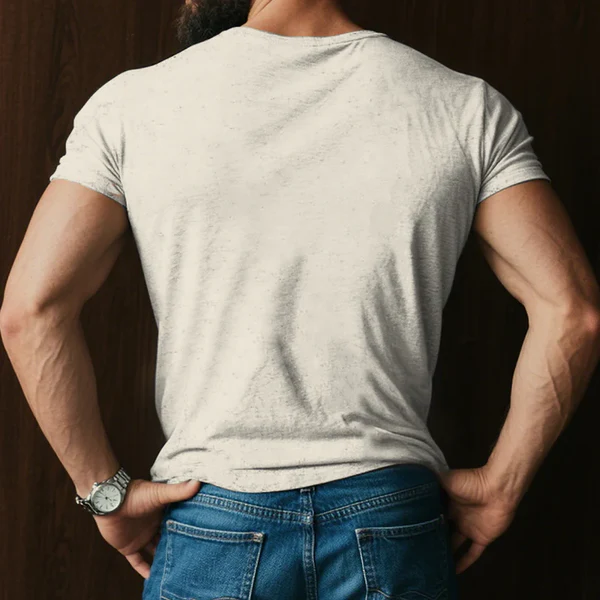 Men's Retro Casual Shabby Striped Printed V-Neck Short Sleeve T-Shir