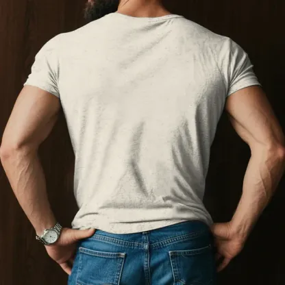 Men's Retro Casual Shabby Striped Printed V-Neck Short Sleeve T-Shir