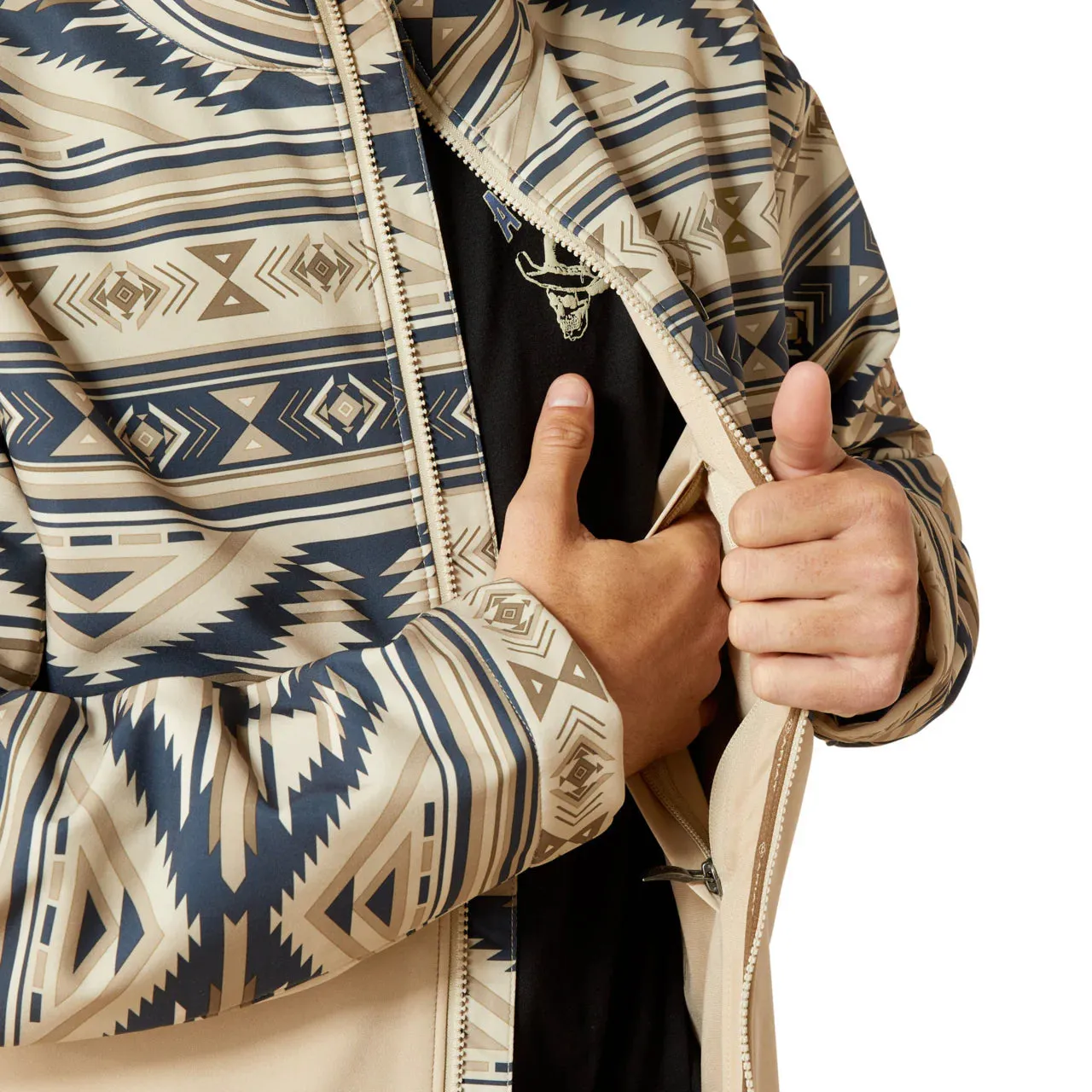 Southwest Print Men‘s Softshell Jacket in White Pepper