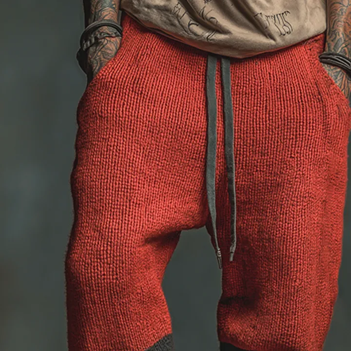 Men's Retro Casual Knit Striped Drawstring Pants