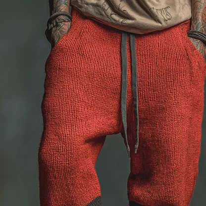 Men's Retro Casual Knit Striped Drawstring Pants